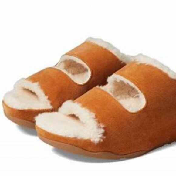 Flipflop SZ 6 Shuv Suede 2-Bar Sherpa Lined Platform Slide Comfort Shoe Boho - Picture 3 of 12